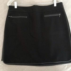 WHBM Black Mini Skirt with Leather Trim